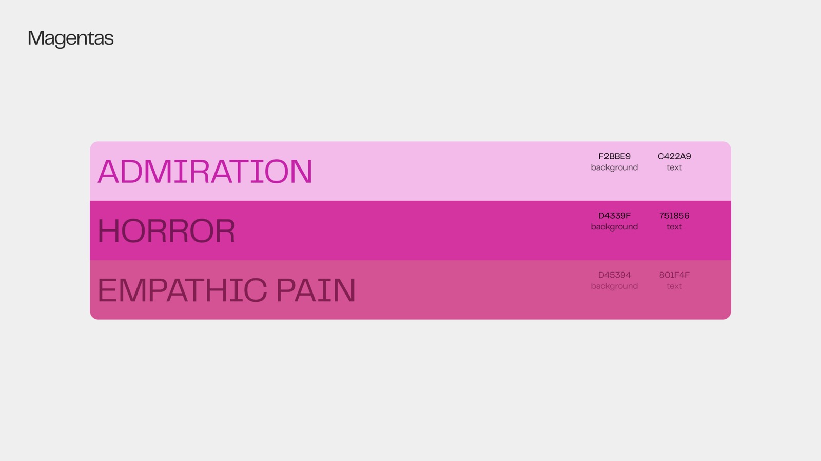 Intempus emotion color study — magentas