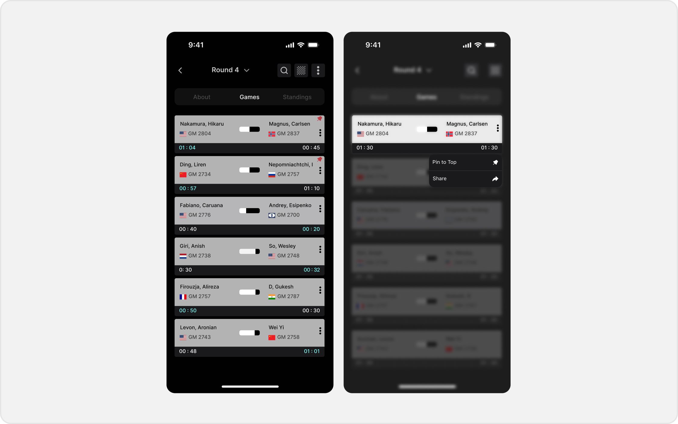 Pinning games to the top of the list
