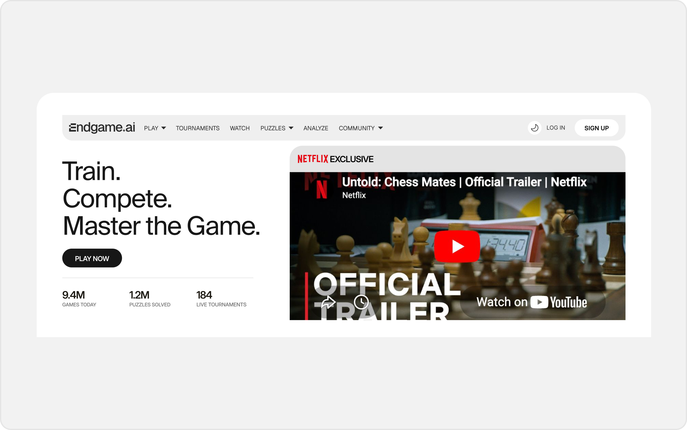 Netflix partnership feature on the homepage