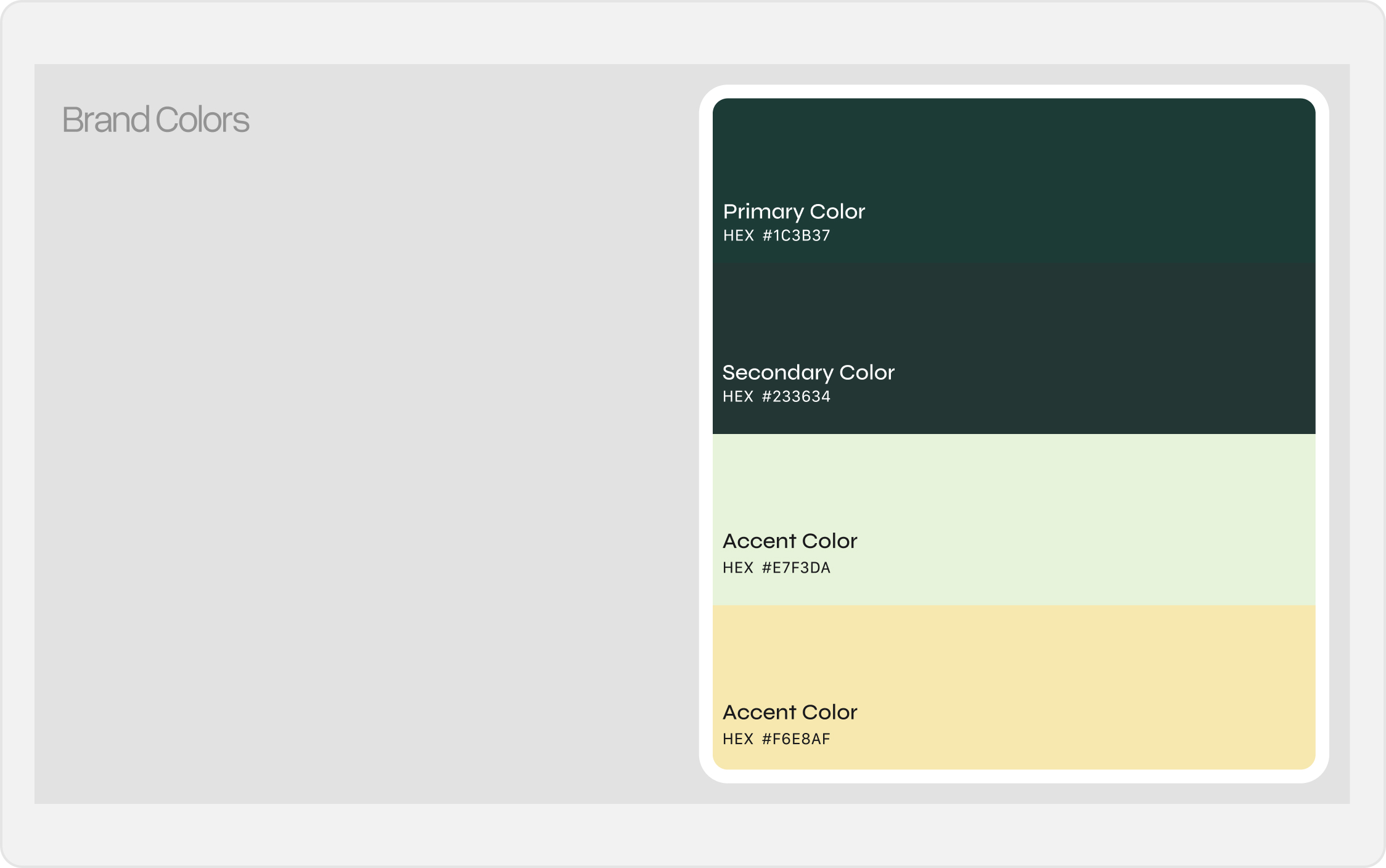 Brand colors with hex values