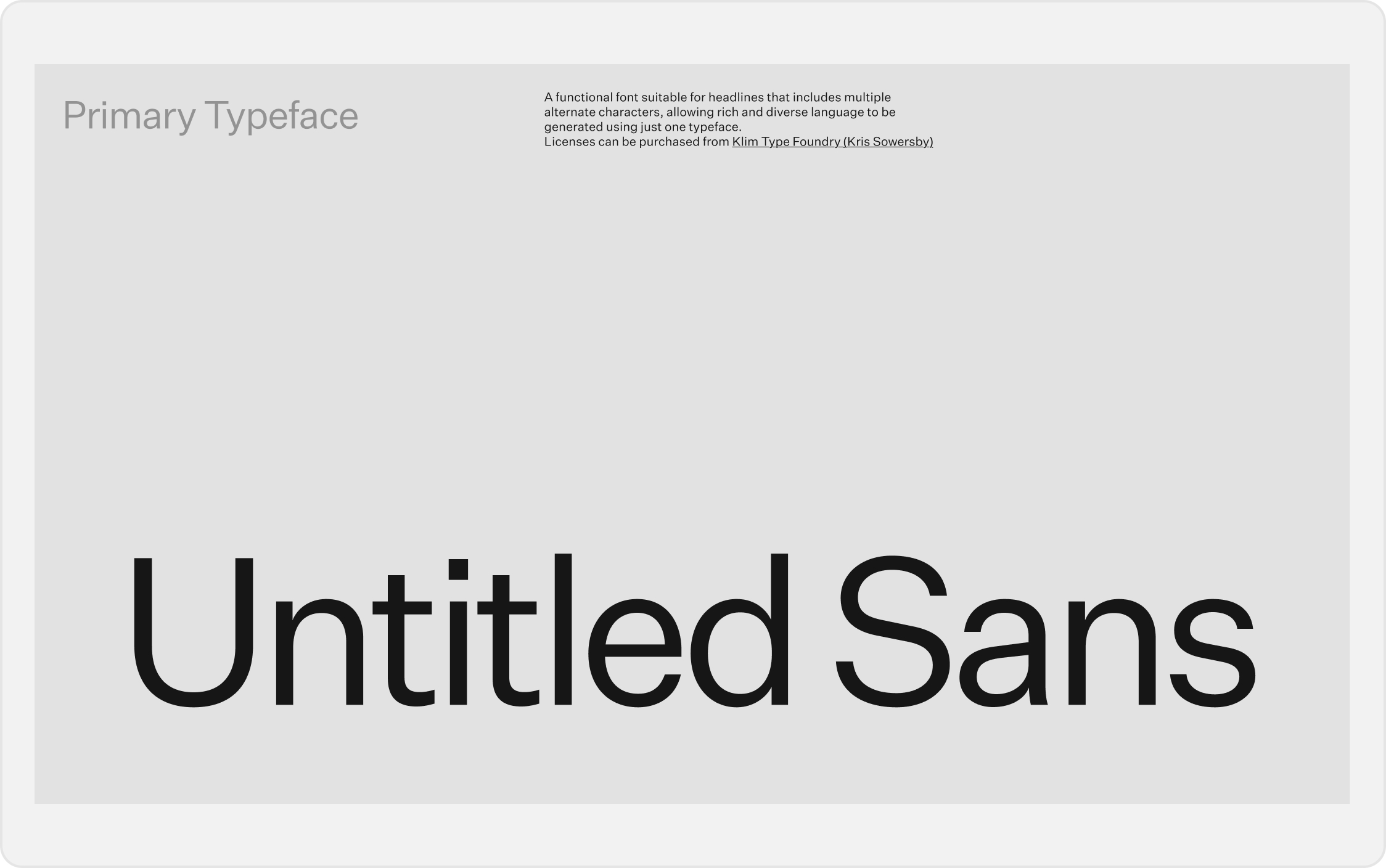 Primary typeface Untitled Sans